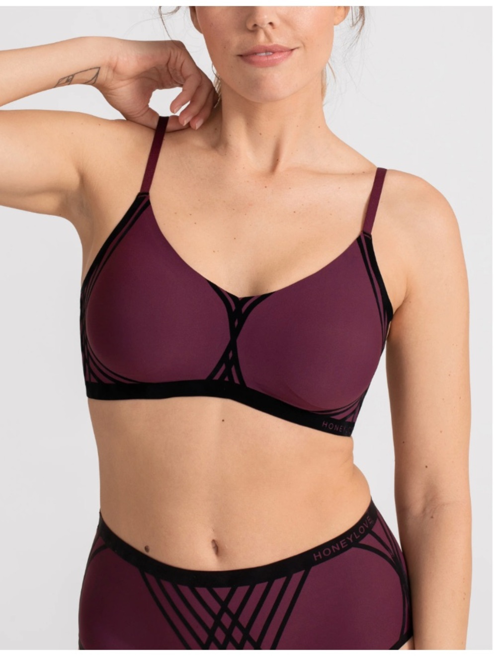 Honeylove Silhouette Stretch Wireless Bra Maroon Fig 1X